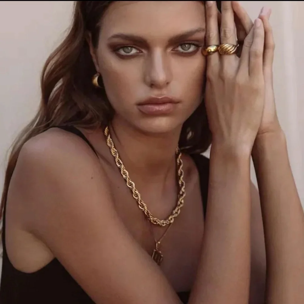 Necklace Twisted Rope Chain Style Simple Style Solid‎ Steel 18K Gold